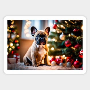 Cute French Bulldog Puppy at Christmas Sticker